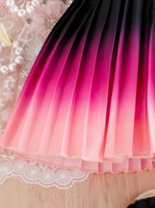 SHEIN 夏季寶貝女孩優雅簡約漸層裙 - 黑色 - 查看 6