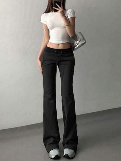 INAWLY 女士束口腰闊腿連身褲