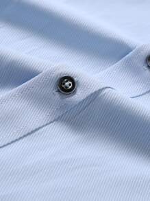 Manfinity Mode Men's Solid Color Simple Daily Long Sleeve Shirt, For Fall - Baby Blue - View 3