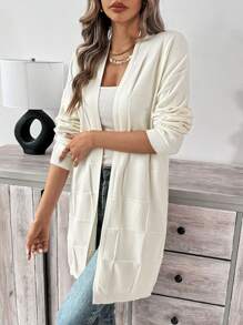 SHEIN Frenchy Women's Solid Color Casual Long Sleeve Cardigan Winter - Apricot - View 4