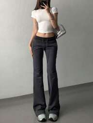 INAWLY シンプルテーパードスウェットパンツ