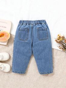 Cozy Pixies Quần Jeans Xanh Denim Cà Rốt Thời Trang Thường Ngày Cho Bé Trai, Quần Áo Ngoài Trời Cho Bé Trai - Rửa trung bình - Xem 2