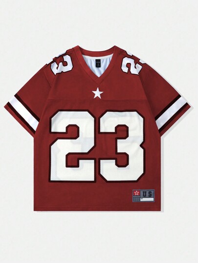 Street Life Camiseta de manga corta con contraste de malla estilo jersey de fútbol deportivo para hombres