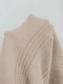 Chiquease 女式纯色落肩开衫，带双口袋，春秋季 - 卡其色 - 查看 7