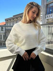 SHEIN Vrouwen streep jacquard dikke wintertrui warme aanraking