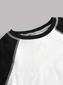 SHEIN Girlism Teenager Mädchen gestricktes T-Shirt mit Kontrast Farben, lässig geschnitten mit Dolman Ärmeln und Crop Länge