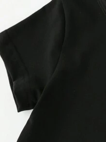 Camiseta básica casual con estampado de esqueleto, calabaza y dinosaurio con temática de Halloween para niño pequeño, manga corta - Negro - Ver 4