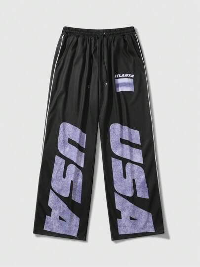 Street Life Herren Jogginghose mit Kordelzug in der Taille, Lässig, mit Buchstaben Muster, Frühling Sommer