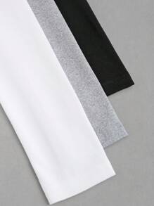 SHEIN Unity 3 chiếc áo thun tay dài nhún eo ôm vừa vặn - Nhiều màu - Xem 5