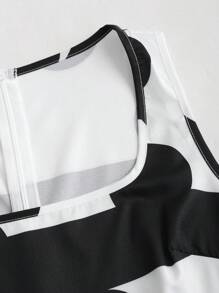 SHEIN Unity Robe sans manches à pois noirs de style français, parfaite pour la remise des diplômes et l'été