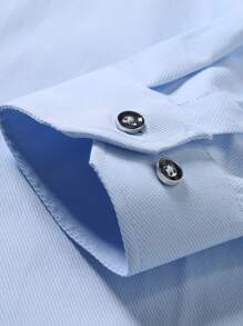 Manfinity Mode Men's Solid Color Simple Daily Long Sleeve Shirt, For Fall - Baby Blue - View 5