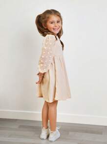 SHEIN Kleine Mädchen College-Stil Rundhalsausschnitt Kleid mit Farbblock Design