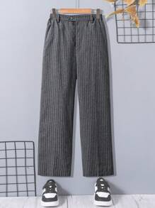 Gestreifte Anzughose für Teenager Jungen, geeignet für formelle Anlässe - Dunkelgrau - Übersicht 1