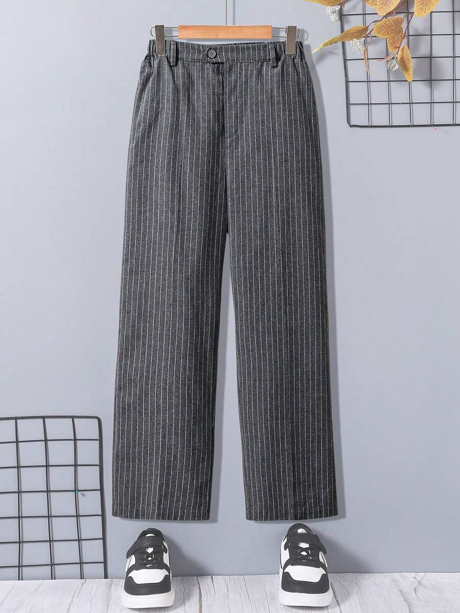 Gestreifte Anzughose für Teenager Jungen, geeignet für formelle Anlässe - Dunkelgrau - Übersicht 1