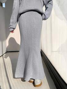 EastFlair Jupe thermique décontractée à queue de poisson pour femmes en hiver - Gris - Voir 5