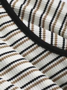 FRIFUL Váy dài sọc giản dị xuân/thu cho nữ - Nhiều màu - Xem 3