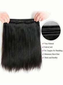 3 bó tóc thẳng Brazil tóc thật bó 100% tóc thật chưa qua xử lý Brazil nguyên chất Remy tóc nối 8-30 inch màu tự nhiên - Natural Black - Xem 6