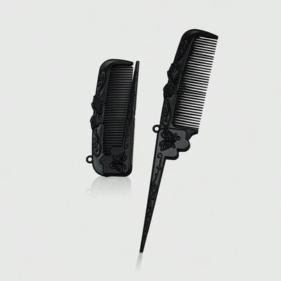 ROMWE 1 chiếc lược chải tóc đuôi bướm tối màu phong cách Gothic cổ điển, dành cho Halloween