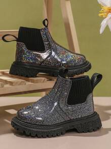 Botas de tobillo populares, lindas y antideslizantes de moda informal para niños - Negro - Ver 7