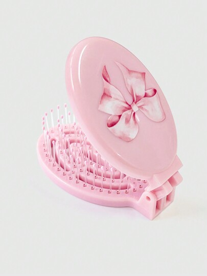 Kawaii 1pc Butterfly Print Folding Pocket Comb With Mirror