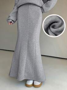 EastFlair Jupe thermique décontractée à queue de poisson pour femmes en hiver - Gris - Voir 8