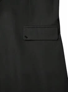 Calvornis Áo khoác blazer đen dài tay cài nút cổ bẻ cho nam và quần âu công sở ôm vừa vặn - màu đen - Xem 5