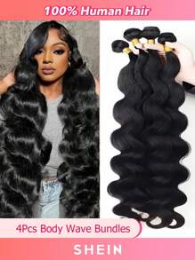 4pcs Body Wave Natural Black Virgin Human Hair Bundles Extension 8-30 Inch Weave Bundles For Women - Natural Black - View 3