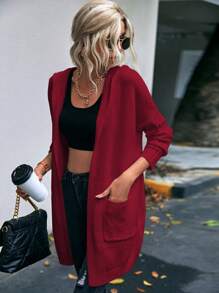 SHEIN LUNE Women's Simple Printed Hooded Long Sleeve Cardigan - Multicolor - View 7