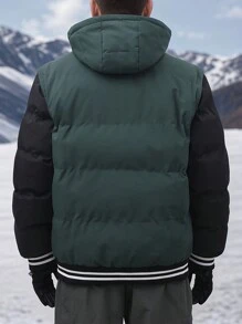 Manfinity Homme Men'S Long Sleeve Zip-Up Warm Padded Coat - Green - View 4