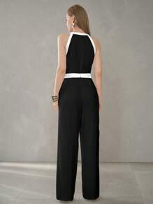 MOTF PREMIUM MONO CON CUELLO DE HALTER, BOLSILLOS EN SESGADO Y RIBETE CONTRASTADO - Blanco y Negro - Ver 8