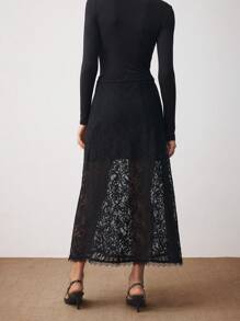 BizChic Women's Elegant Commuter Lace Sheer Skirt Fall Women Outfits - Black - View 5