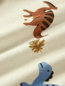 Cozy Pixies 嬰兒男童緊身睡衣套裝，卡通恐龍紋路，色塊圓領長袖上衣和褲子 - 藍色 - 查看 8