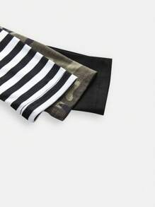 SHEIN EZwear 3 件装休闲条纹迷彩设计圆领长袖短款上衣 T 恤女款，适合秋季 - 彩色 - 查看 6