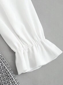 Sweetra Women Contrast Color Bow Tie Patchwork Dress