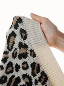 SHEIN Unity Fashionable Leopard Print Cardigan For Spring/Autumn,Long Sleeve Tops Fall Winter Cloth For Women - Multicolor - View 3