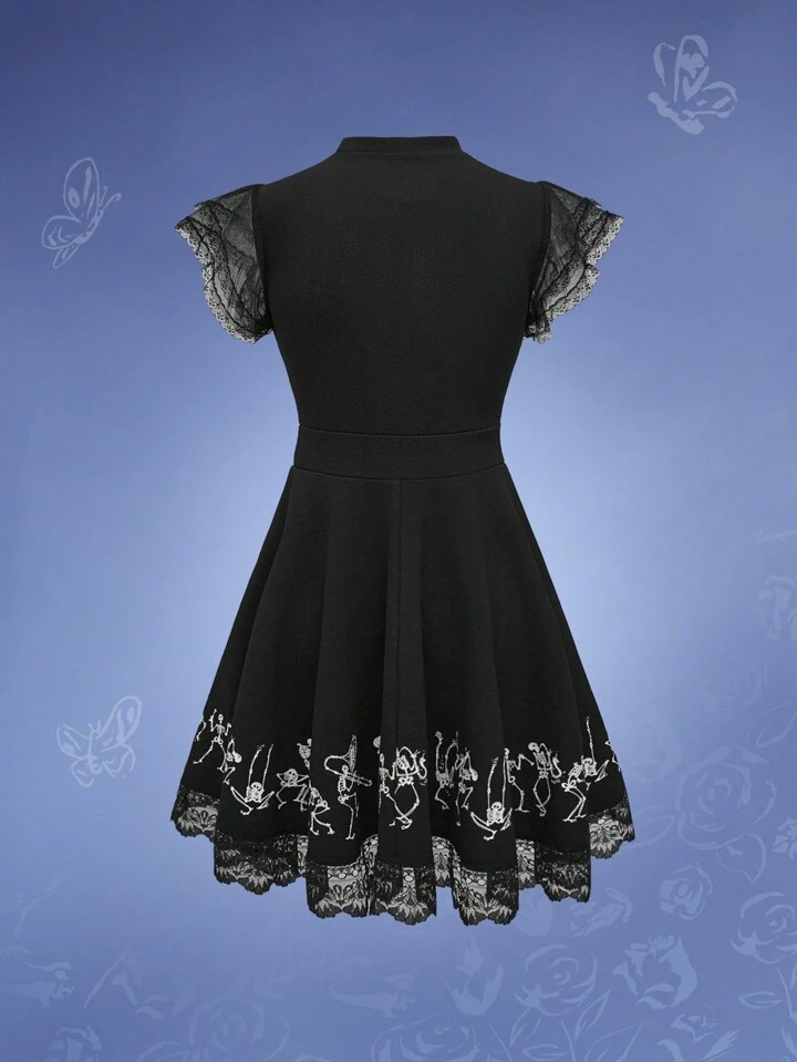 lace mesh dress with sleeves Draped Front Flounce Sleeve Ruched Side Split Hem Mesh Dress, Pink / XS main image 0
