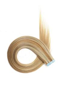 20 stuks rechte tape-in 100% menselijk haarverlenging voor salon zijdezachte naadloze onzichtbare balayage gouden asblonde blonde gemengd met gebleekte blonde highlight voor dun haar vrouw tape-in haar tape-ins haarverlengingen