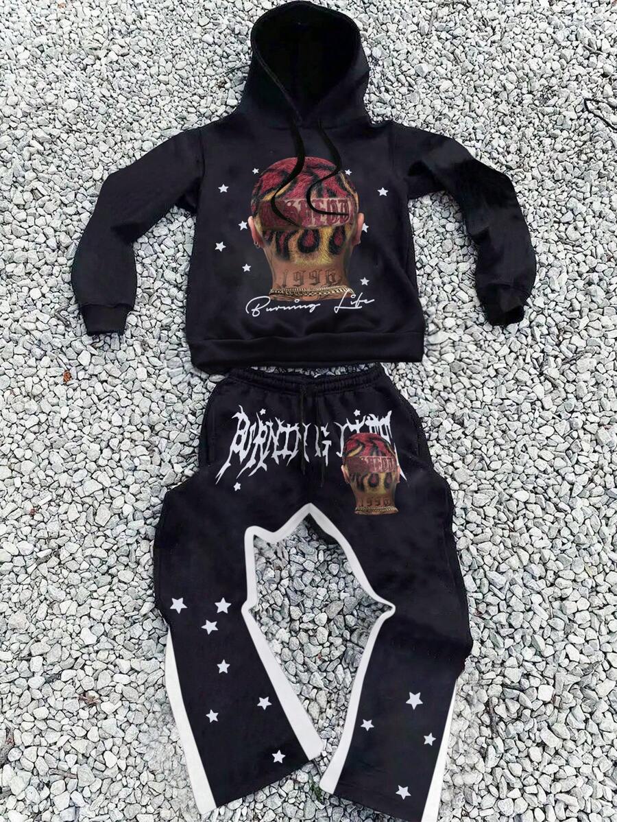 Manfinity Roghcode 2pcs Men's Hip Hop Streetwear 90s Style Oversized ...
