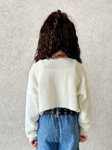 SHEIN Tween 女童休闲针织长袖开衫夹克