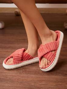 CUCCOO 女士毛绒舒适家居拖鞋 学校用品 返校 万圣节 圣诞节 - 酒紅色 - 查看 5