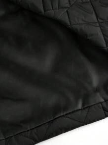 EMERY ROSE Plus Size Capuchon Rits Vest Met Knoopsluiting & Getailleerde Taille, Schuine Zakken, Zwart, Lange Mouw Gewatteerde Gewatteerde Jas, Voor Winterkleding