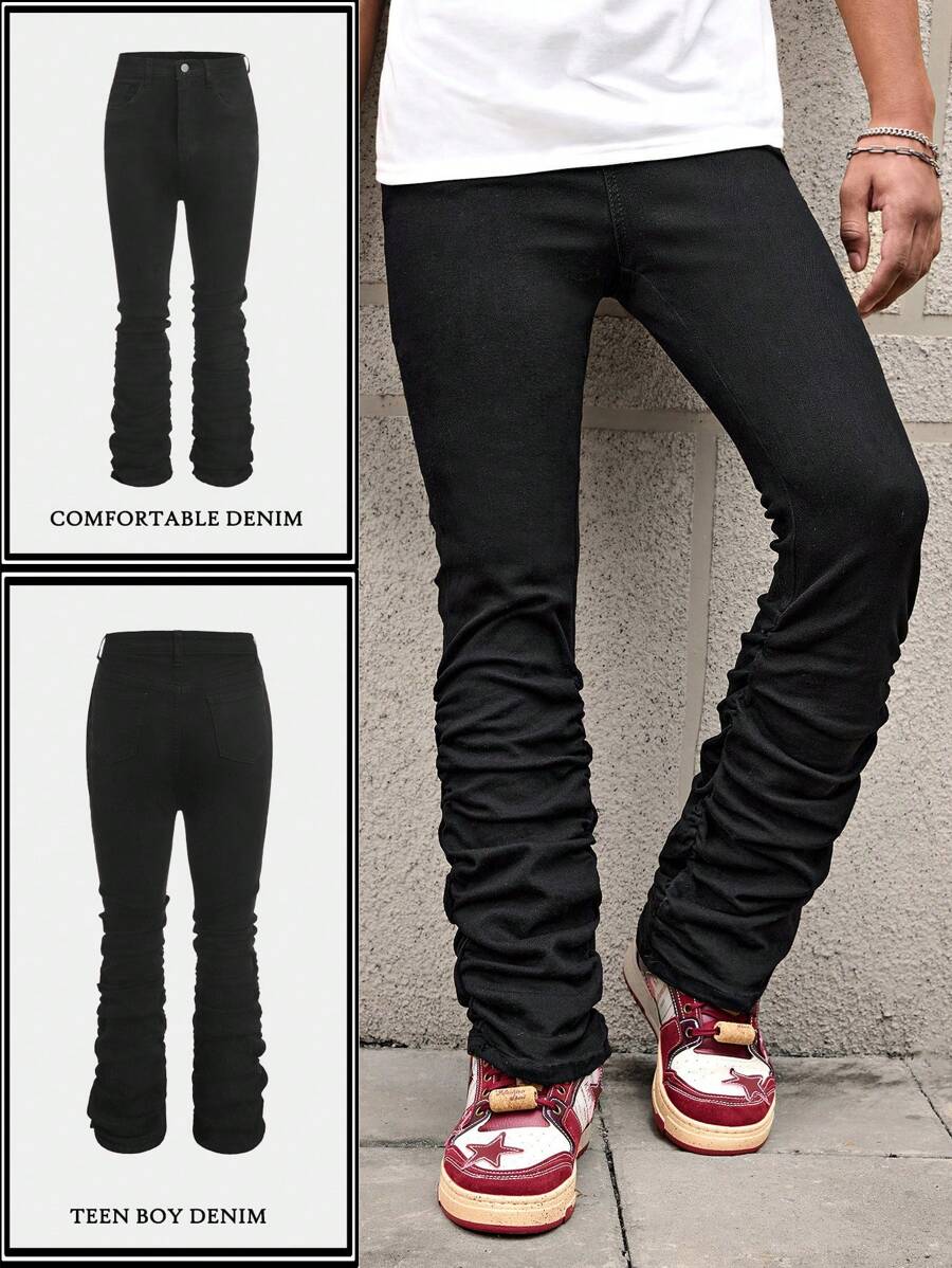 SHEIN Teen Boy Casual Fashionable Soft And Comfortable Mix Cool Black