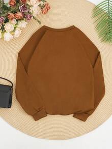 Áo thun nữ cổ tròn in hình bồ công anh đơn giản và thời trang - màu nâu - Xem 2