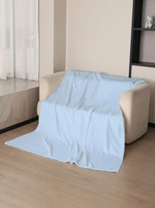 1pc Modern Simple Light Blue Patterned Sofa Throw Blanket, Multi-Size Soft Plush Cozy Decoration Blanket For All Seasons - Baby Blue - View 3