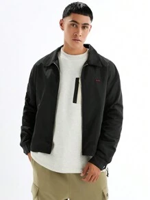 Manfinity VCAY Men's Fashionable Everyday Casual Solid Color Slim Fit Long Sleeve Jacket Men Jacket