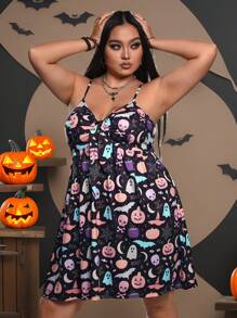 Caroline Law Artist Plus Size Y2K Halloween Colorful Print Elegant Cami Dress, Sundress Summer Dress, Sundress Holiday, Party, Vacation, Birthday Outfits, Beach, Festival, Ibiza Fits, Prom Dress