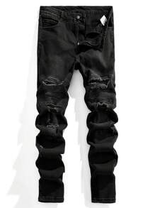 Manfinity LEGND Jeans negros elásticos y ajustados de talla grande para hombre