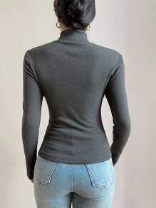 SHEIN BASICS Basic Turtleneck Slim Long Sleeve Solid Color Women's Top For Fall And Winter, Upgraded Thermal Lined Warm Fabric, Stylish, Casual, Comfortable, Versatile Without Looking Bulky