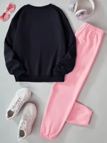 2 chiếc áo hoodie in hình New York cho bé gái tuổi teen và quần dài Bộ đồ thể thao thường ngày, Xuân Thu Đông - Nhiều màu - Xem 2