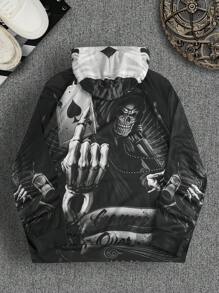 Manfinity LEGND Men's Plus Size Skeleton Print Hooded Sweatshirt - Multicolor - View 2